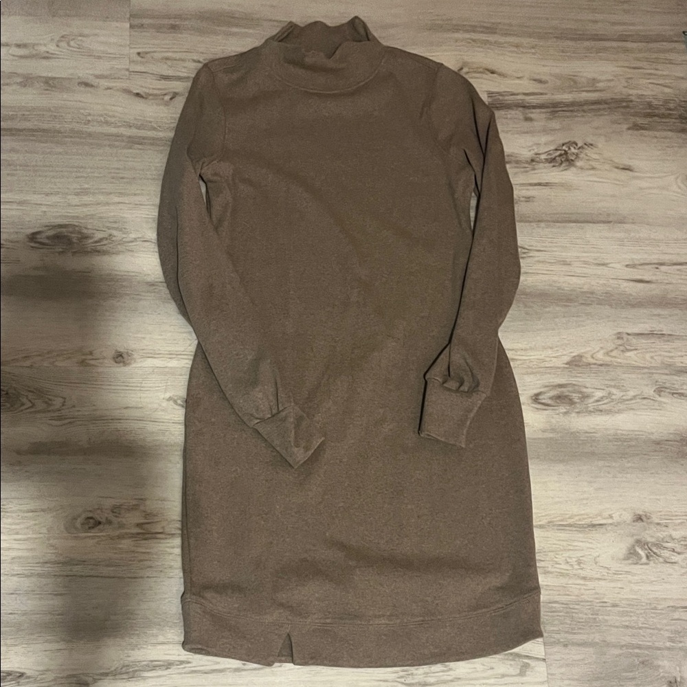 The Normal Brand Puremeso Taupe Long Sleeve Dress small